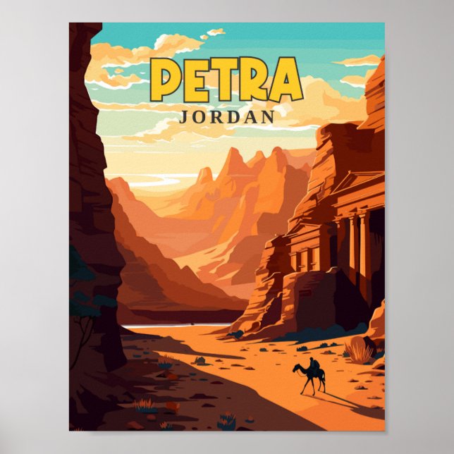 Affiche Illustration de voyage vintage Petra Jordan (Devant)