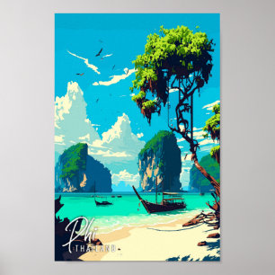 Affiche Illustration de voyage vintage Phi Thailand Art