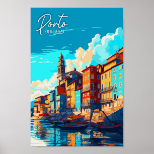 Affiche Illustration de voyage vintage Porto Portugal