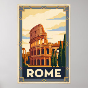 Affiche Illustration de voyage vintage Rome Italie