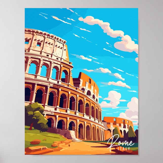 Affiche Illustration de voyage vintage Rome Italie (Devant)