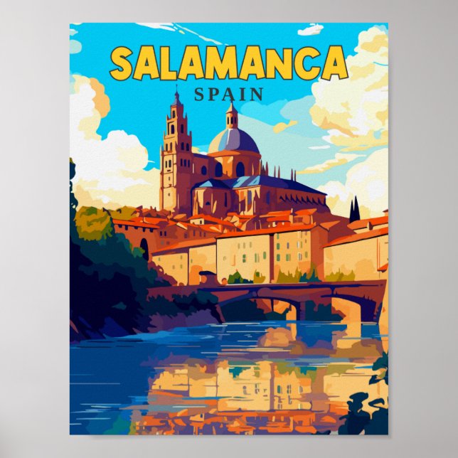 Affiche Illustration de voyage vintage Salamanca Espagne (Devant)