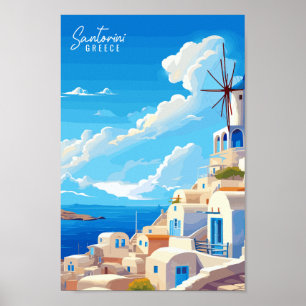 Affiche Illustration de voyage vintage Santorini England