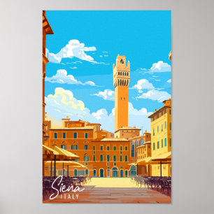 Affiche Illustration de voyage vintage Siena Italie