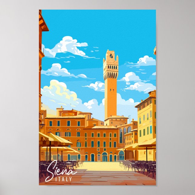 Affiche Illustration de voyage vintage Siena Italie (Devant)