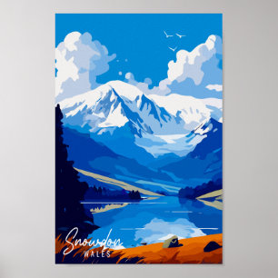 Affiche Illustration de voyage vintage Snowdon Wales