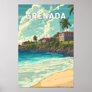 Affiche Illustration de voyage vintage sur Grenade