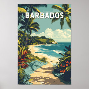 Affiche Illustration de voyage vintage sur la Barbade Art