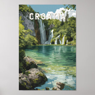 Affiche Illustration de voyage vintage sur la Croatie