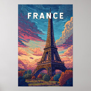 Affiche Illustration de voyage vintage sur la France