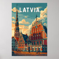 Illustration de voyage vintage sur la Lettonie