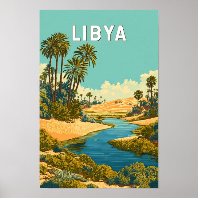Affiche Illustration de voyage vintage sur la Libye (Devant)