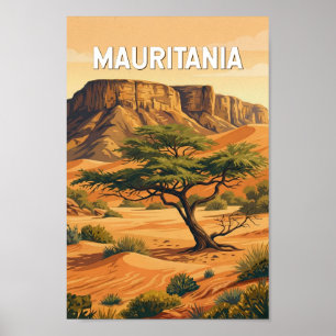 Affiche Illustration de voyage vintage sur la Mauritanie