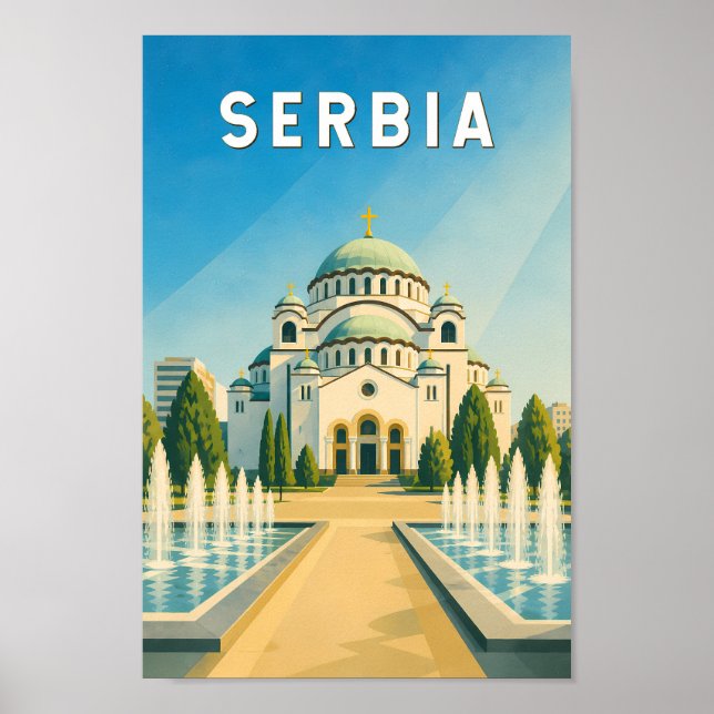 Affiche Illustration de voyage vintage sur la Serbie (Devant)
