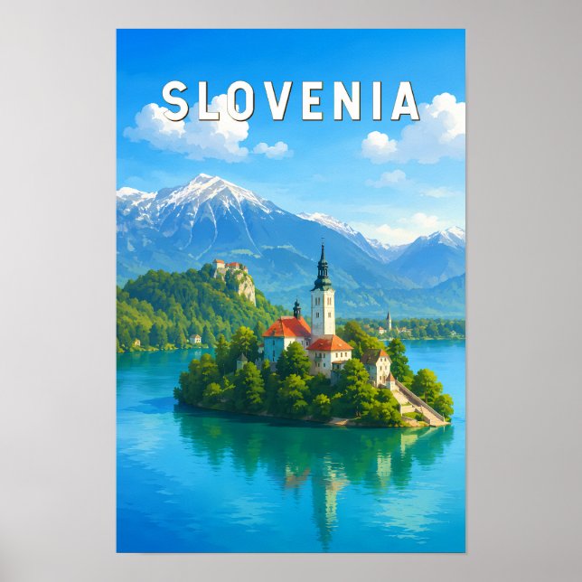 Affiche Illustration de voyage vintage sur la Slovénie (Devant)