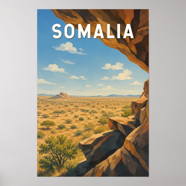 Affiche Illustration de voyage vintage sur la Somalie (Devant)