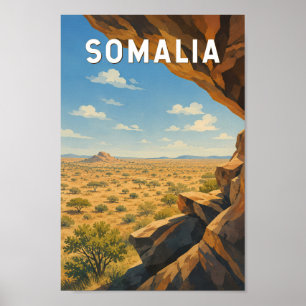 Affiche Illustration de voyage vintage sur la Somalie