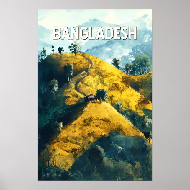 Affiche Illustration de voyage vintage sur le Bangladesh (Devant)