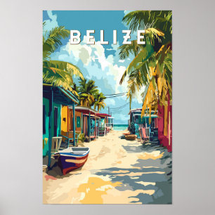 Affiche Illustration de voyage vintage sur le Belize