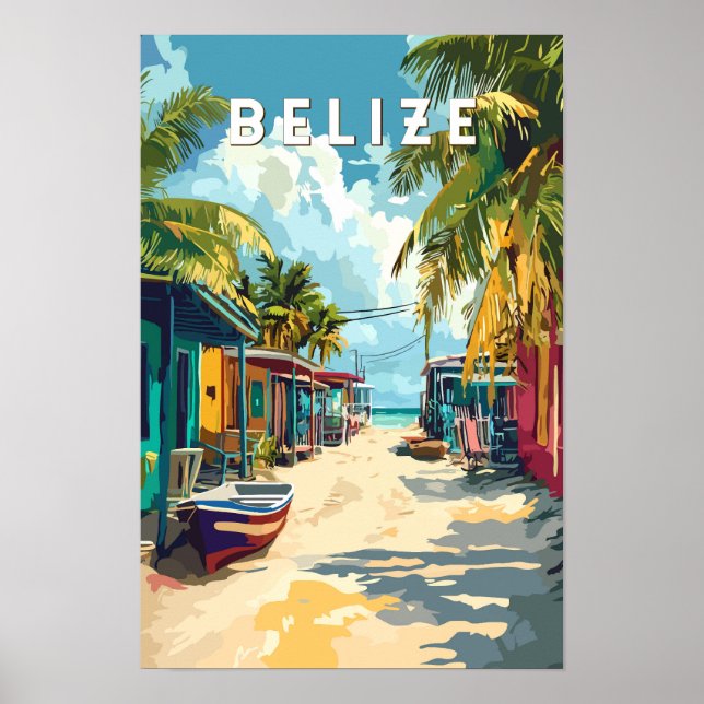 Affiche Illustration de voyage vintage sur le Belize (Devant)