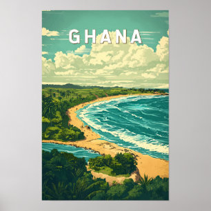 Affiche Illustration de voyage vintage sur le Ghana