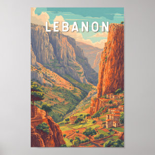 Affiche Illustration de voyage vintage sur le Liban
