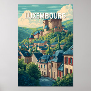Affiche Illustration de voyage vintage sur le Luxembourg