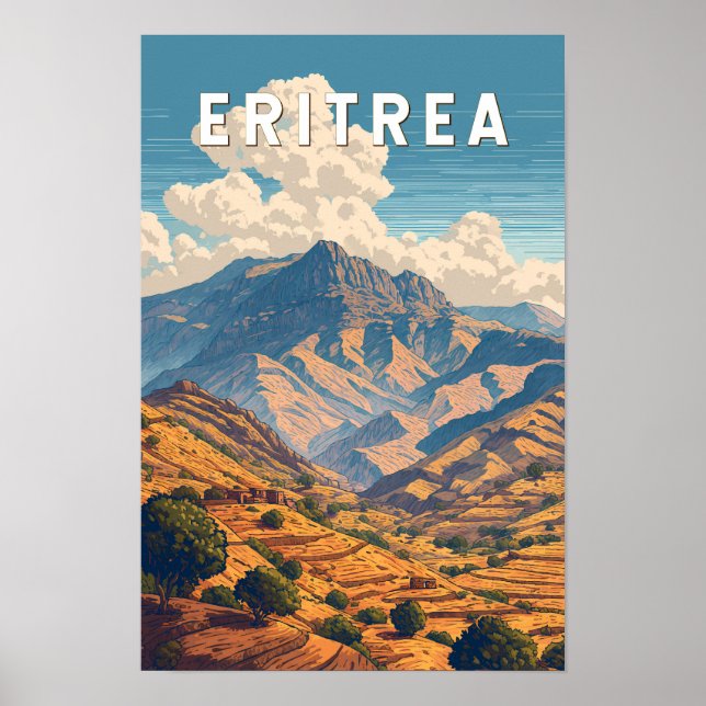 Affiche Illustration de voyage vintage sur l'Érythrée (Devant)