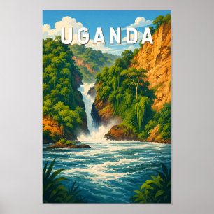 Affiche Illustration de voyage vintage sur l'Ouganda