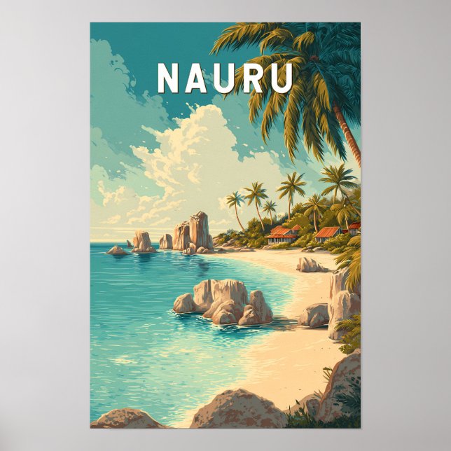 Affiche Illustration de voyage vintage sur Nauru (Devant)