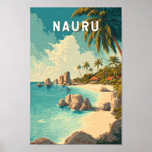 Affiche Illustration de voyage vintage sur Nauru