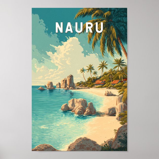 Affiche Illustration de voyage vintage sur Nauru (Devant)