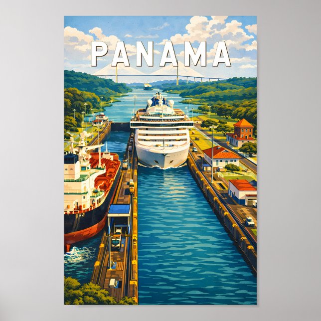 Affiche Illustration de voyage vintage sur Panama (Devant)