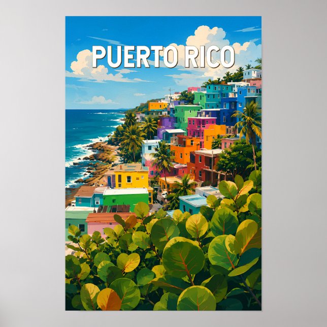 Affiche Illustration de voyage vintage sur Porto Rico (Devant)