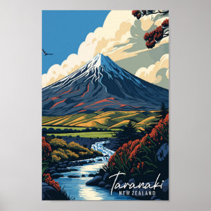 Affiche Illustration de voyage vintage Taranaki Nouvelle-Z