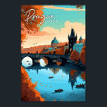 Affiche Illustration de voyage vintage tchèque Prague<br><div class="desc">Prague Tchèque vintage lieu de voyage illustration</div>