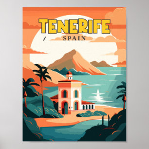 Affiche Illustration de voyage vintage Tenerife Espagne