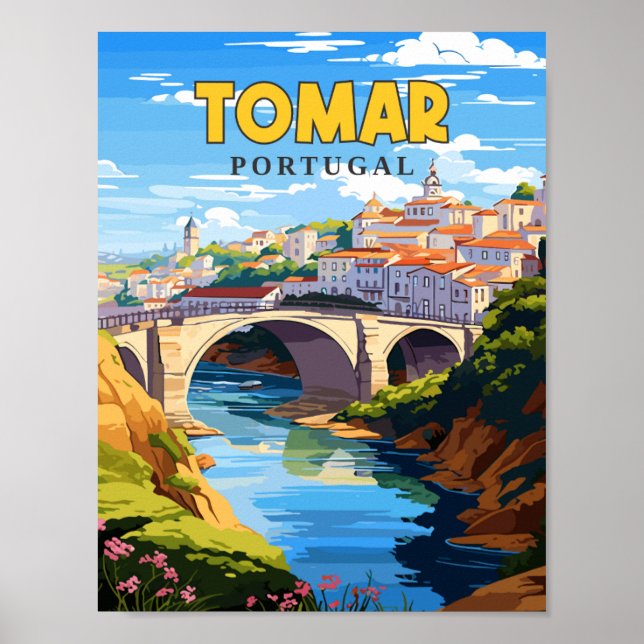 Affiche Illustration de voyage vintage Tomar Portugal (Devant)
