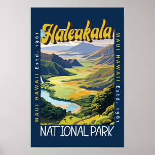 Affiche Illustration délabrée du parc national de Haleakal