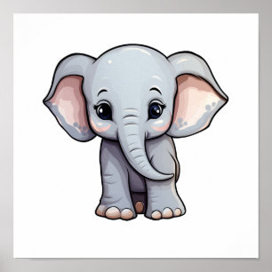 Affiche Illustration d'éléphant de dessin animé
