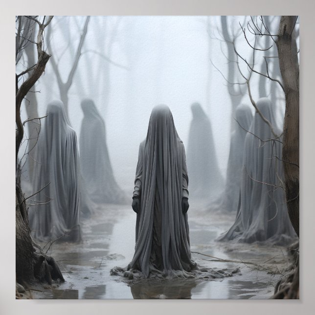 Affiche Illustration déplaisante D'Halloween Des Fantômes  (Devant)