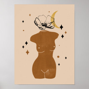 Affiche Illustration des femmes Boho Abstraites, tons terr