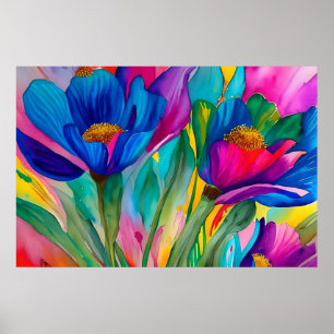 Affiche Illustration des fleurs florales