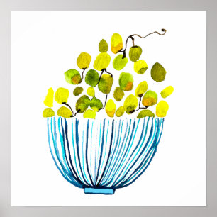 Affiche Illustration des fruits de l'aquarelle des raisins