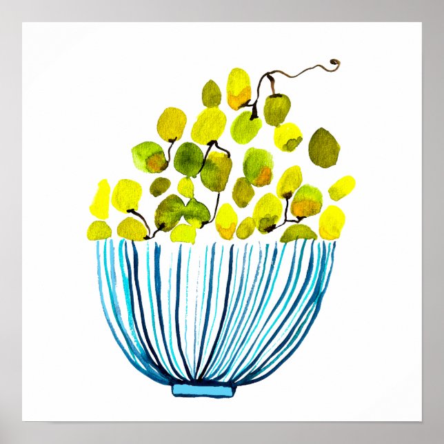 Affiche Illustration des fruits de l'aquarelle des raisins (Devant)