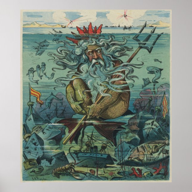 Affiche Illustration des navires Poseidon et Sunken vintag (Devant)