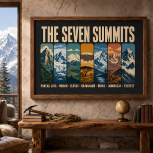 Affiche Illustration des sept sommets montagnards