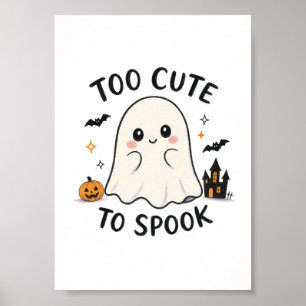 Affiche Illustration d'Halloween de fantôme trop mignon po