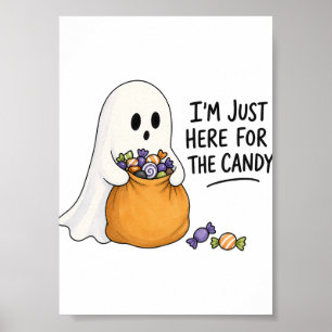 Affiche Illustration d'Halloween Fantôme juste ici pour le