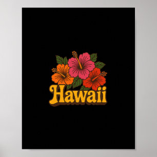 Affiche Illustration d'hibiscus d'Hawaï Vacances hawaïenne